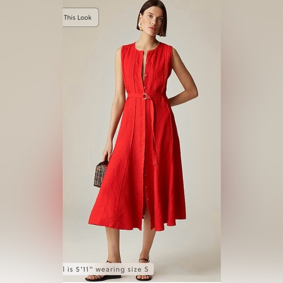 J. Crew Seamed Linen Dress with Removable Belt
